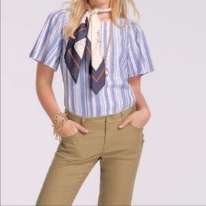 CAbi Linen Blend Bubble Sleeve Striped Top